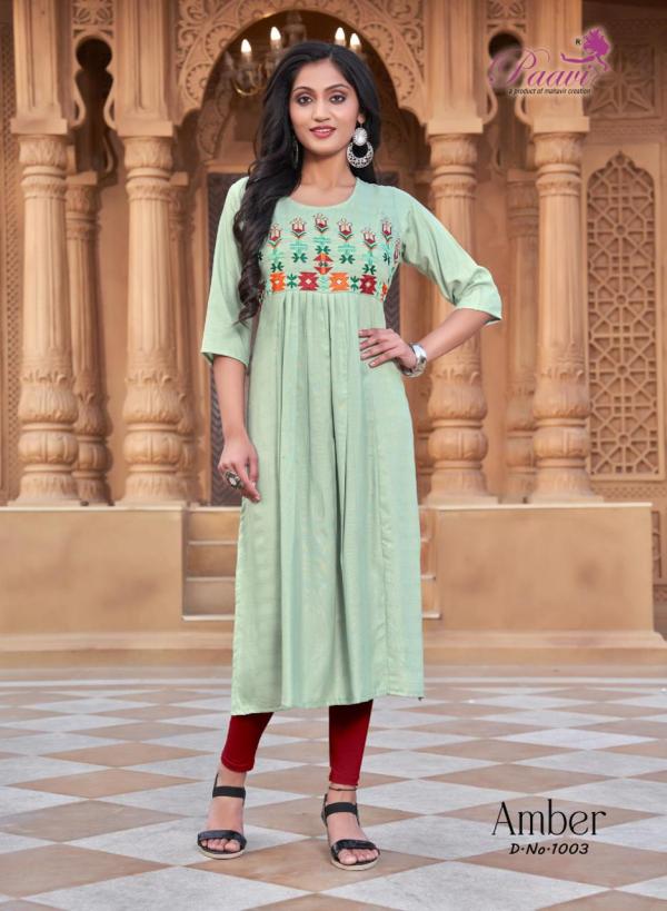 Paavi Amber New Rayon Designer Exclusive Fancy Long Kurti Collection